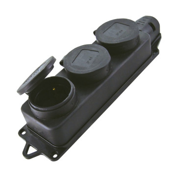 Колодка UNIVersal 3-х местная однофаная с заглушками с/з каучук 16А 250В IP44