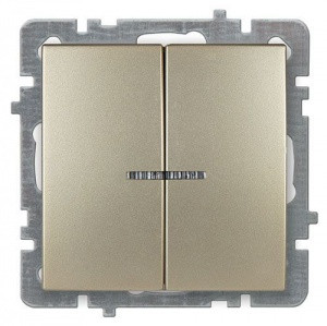 Выкл. золото с/п 2 кл.+ свет механизм NILSON TOURAN (Thema)