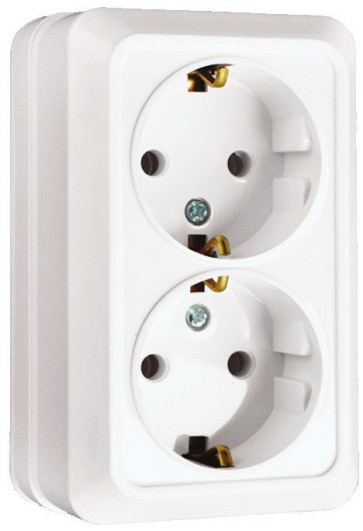 Розетка о/п 2 м с/з белая Олимп