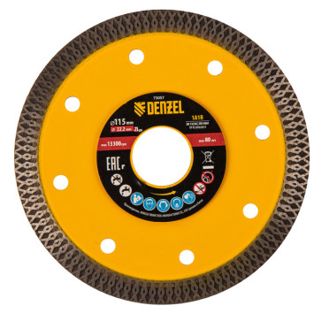 Диск алмазный отрезной 125 х 22,2мм, сплошной, супертонкий, горячий пресс, сухой/мокрый рез// Denzel