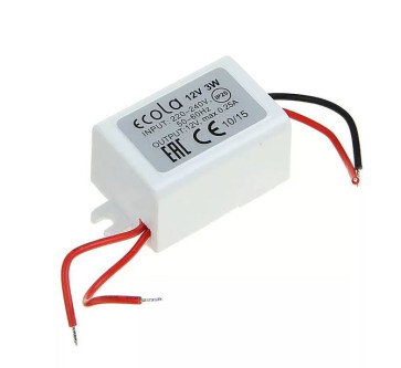 Блок питания для светодиодной ленты Ecola 12V 3W IP20