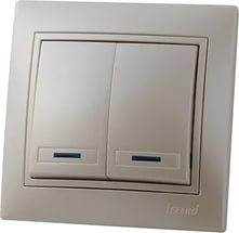 Выключатель 2-кл. с/п Мира крем/крем с инд. Lezard