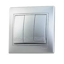 Выключатель 3-кл. с/п Мира метал/сер. Lezard