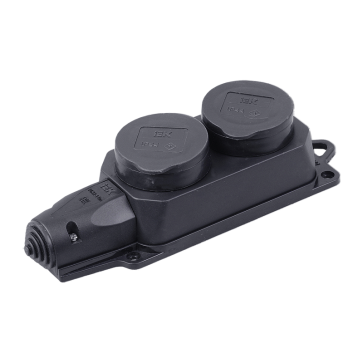 Колодка UNIVersal 2-х местная однофаная с заглушками с/з каучук 16А 250В IP44