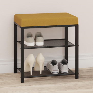Банкетка для обуви ЗМИ Торонто 13S, 2 полки с мягким сиденьем, 47 x 30 x 49 см, каркас черный