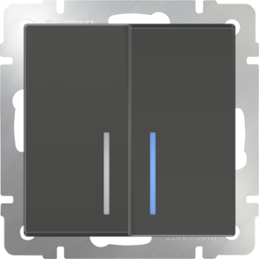 Выключатель 2 клавиш. серо-коричнев. с подсветкой WERKEL