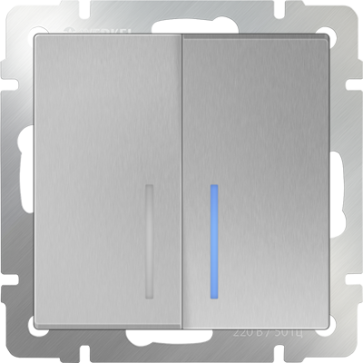 Выключатель 2 клавиш. серебро с подсветкой WERKEL