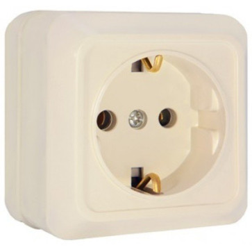 Розетка о/п 1 м с/з бежевая Олимп