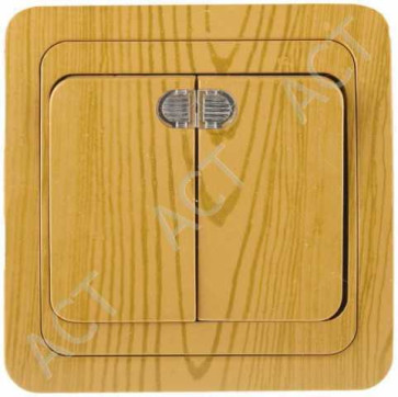 Выкл. 2кл. золотой металлик с подсветкой ГАММА