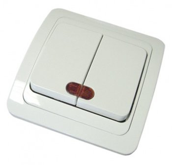 Выкл. с/п 2 кл. белый с подсв.Валери