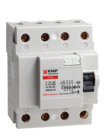 УЗО ЭКФ 4п 63А/30 мА (эл.-мех)