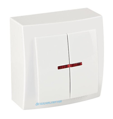 Выкл. бел. о/п 2 кл. NILSON THEMIS с подсветкой