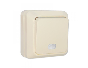 Выкл. о/п 1 кл. бежевый Олимп с подсв.