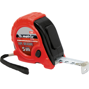 Рулетка 3 м х 16 мм Rubber, обрезиненный корпус MATRIX