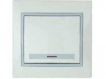 Выключатель 1-кл. с/п Мира бел/сер с инд. Lezard