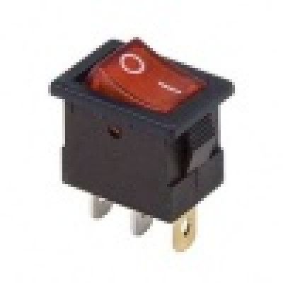 Выключатель клавишный Мini ON-OFF, 12V, 15А (3с),красный с подсветкой, REXANT 36-2170