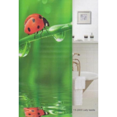Штора для ванной Фотопринт 180*180 Lady beetle зеленая YX-2400