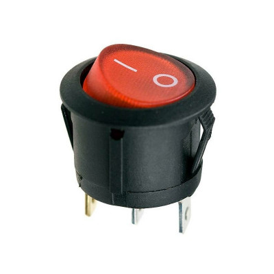 Выключатель клавишный 12V круглый ON-OFF 16A (1*3c) красный с подсветкой REXANT