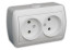 Розетка 2-м. о/п б/з Ната бел. кер. Lezard 710-0200-128