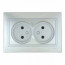 Розетка 2-м. с/п б/з Мира метал/сер.кер. Lezard