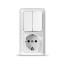 Блок Выкл. 2кл. + розетка с/з верт. бел ОЛИМП