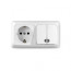 Блок Выкл. 2кл. с подсветкой + розетка с/з горизонт. бел. ОЛИМП