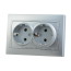 Розетка 2-м. с/п с/з Мира метал/сер.кер. Lezard