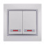 Выключатель 2-кл. с/п Мира бел/сер с инд. Lezard
