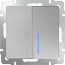 Выключатель 2 клавиш. серебро с подсветкой WERKEL