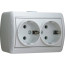 Розетка 2-м. о/п с/з Ната бел.кер. Lezard